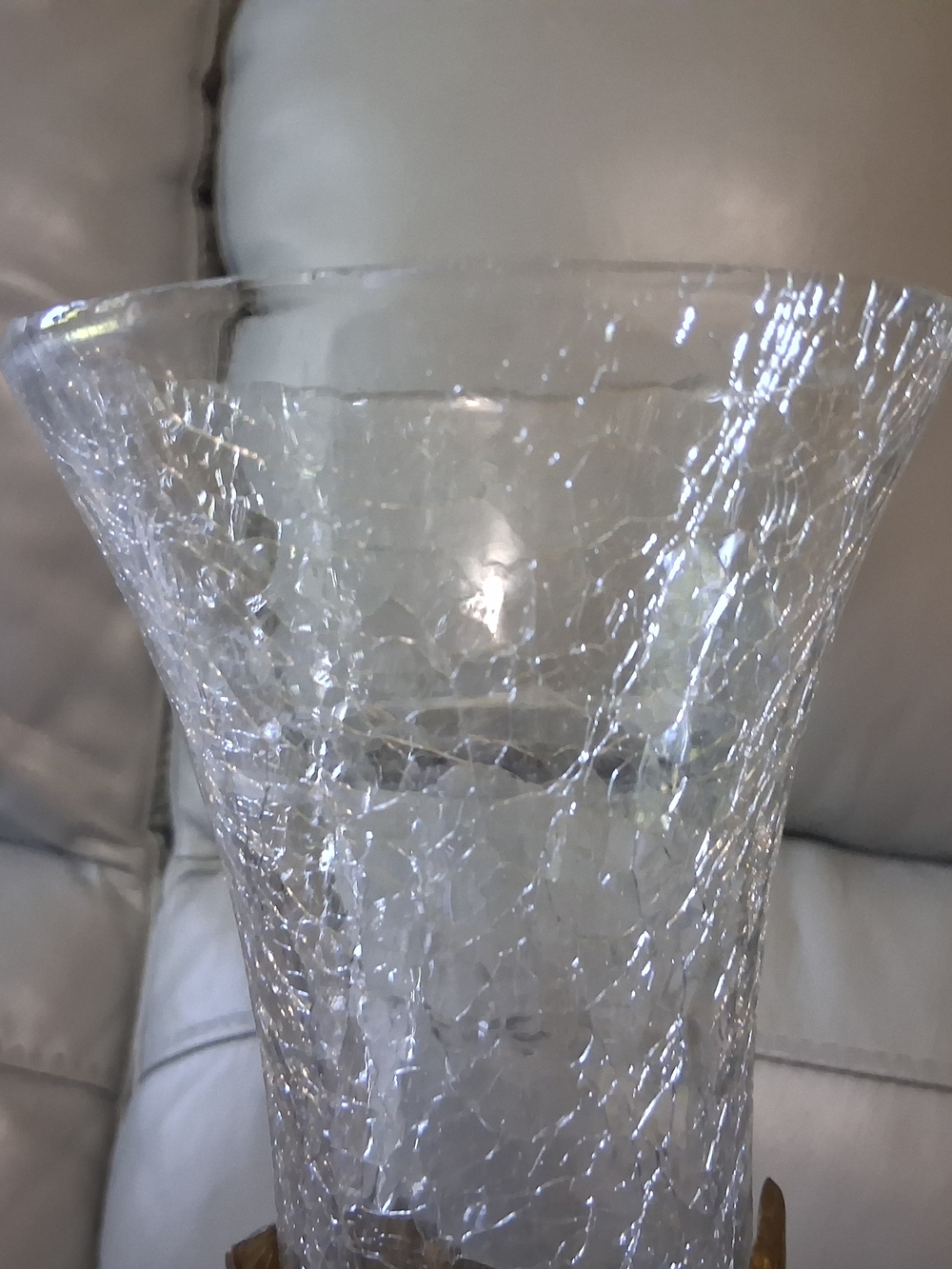 Vintage Brass & Crackled Glass Vase - Picture 11 of 12